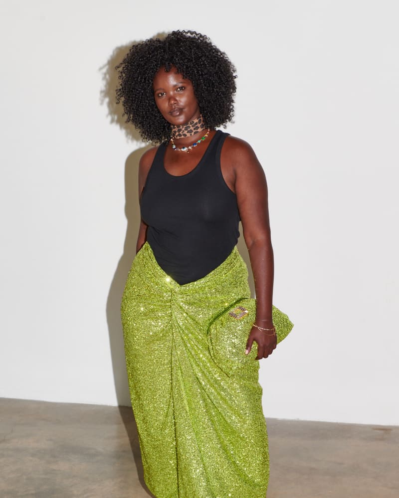 Lime Sequin Jaspre Skirt | Light Green